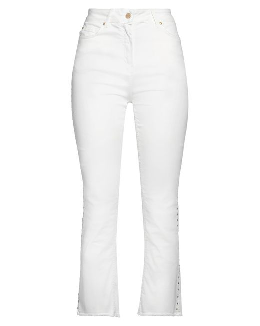 Clips More White Pants Cotton, Elastane