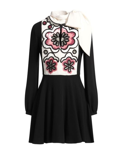 Valentino Garavani Black Mini Dress Silk, Polyester