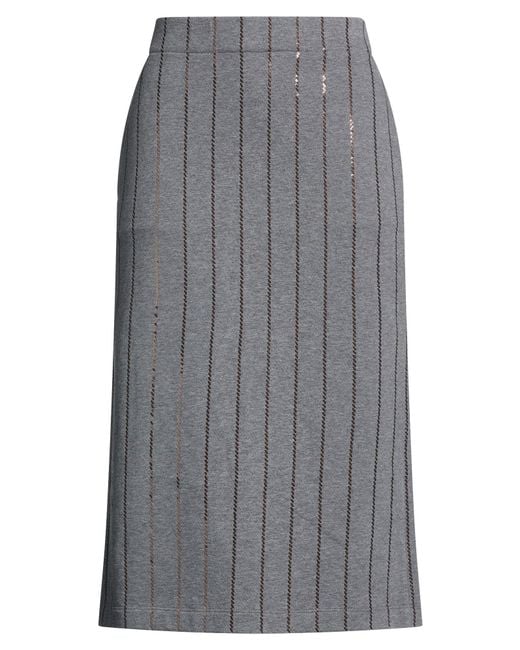 Brunello Cucinelli Gray Midi Skirt Cotton