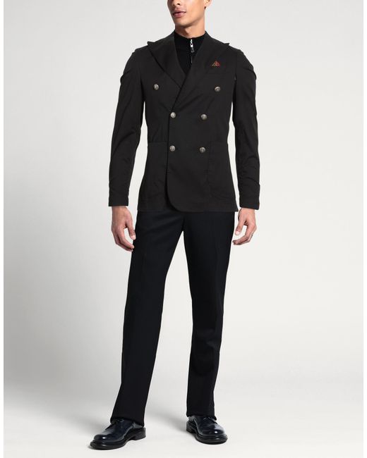 Bharnaba Black Blazer Cotton, Polyamide, Elastane for men