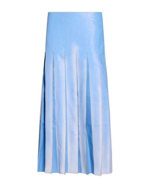 Aviu Blue Light Midi Skirt Polyurethane, Viscose