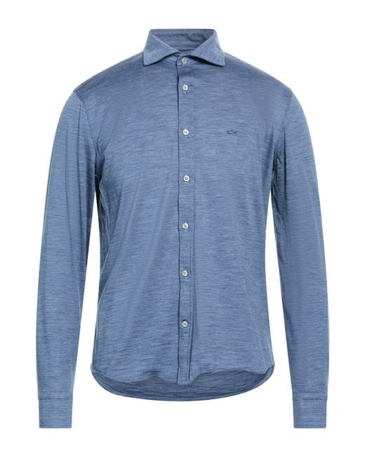 Paul & Shark Blue Shirt Wool for men
