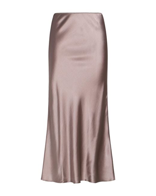 Roberto Collina Brown Midi Skirt Silk, Elastane