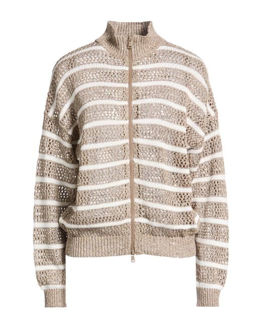 Brunello Cucinelli Brown Cardigan Linen, Nylon