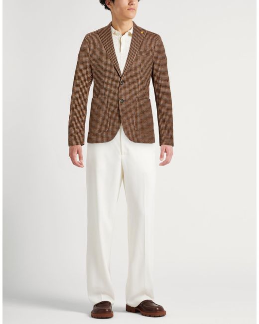 Manuel Ritz Brown Blazer Cotton, Elastane for men