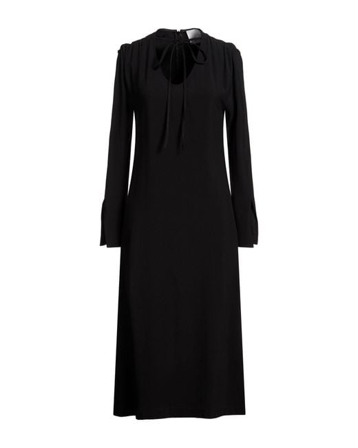 Erika Cavallini Semi Couture Black Midi Dress Viscose, Acetate