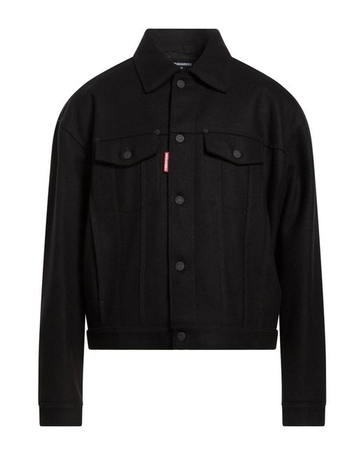DSquared² Black Jacket Virgin Wool, Polyamide for men