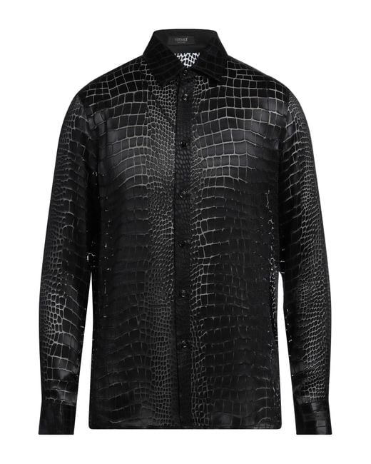 Versace Black Shirt Viscose, Silk for men