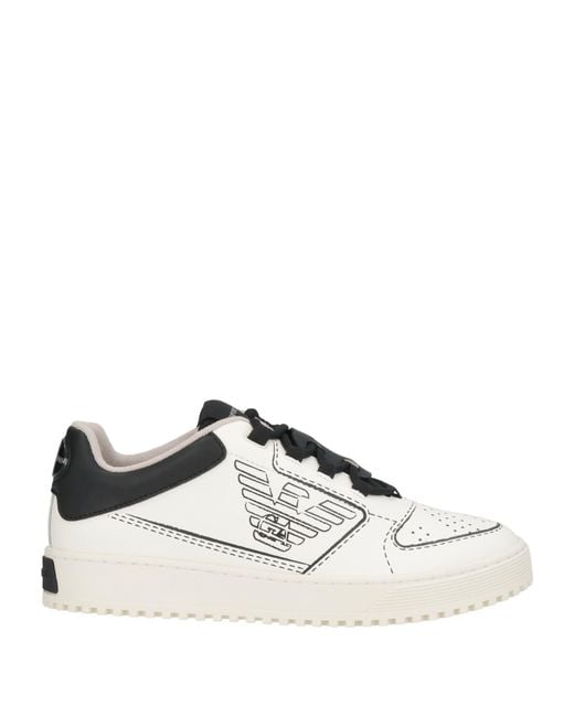 Emporio Armani White Ivory Sneakers Polyester, Polyurethane for men
