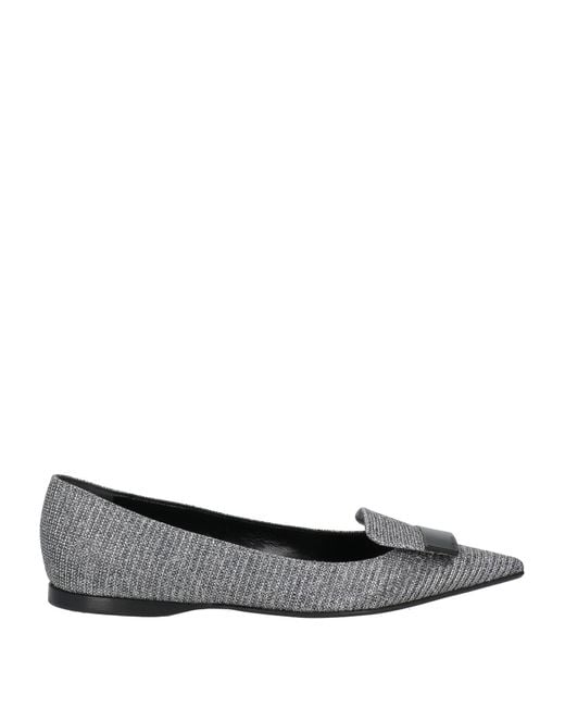 Sergio Rossi Gray Ballet Flats Textile Fibers