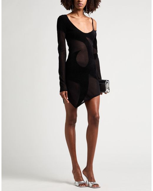 The Attico Black Mini Dress Cotton, Polyamide, Viscose