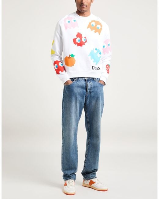 DSquared² White Pac- X Sweatshirt Cotton, Elastane for men