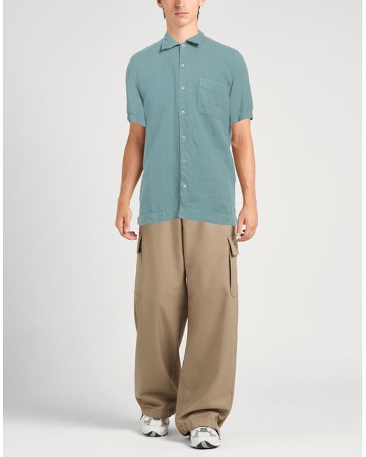 Massimo Alba Blue Shirt Linen for men