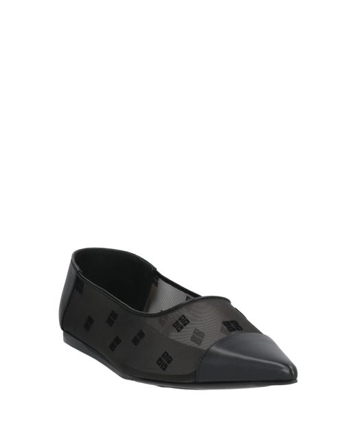 Givenchy Gray Ballet Flats Leather, Textile Fibers