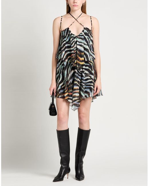 Just Cavalli White Mini Dress Polyester, Metallic Polyester
