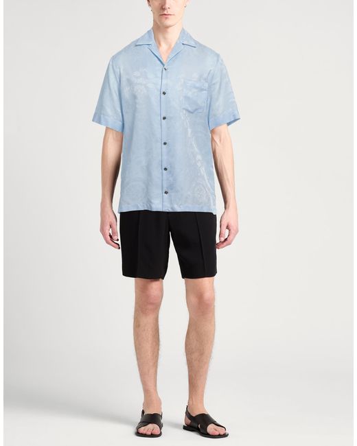 Versace Blue Shirt Cotton, Silk for men