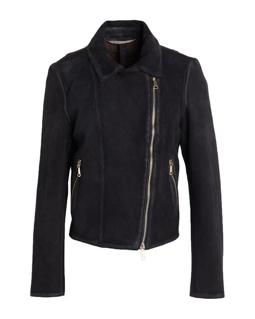 THE JACK AND JACKIE LEATHERS Blue Jacket Polyester, Viscose, Elastane