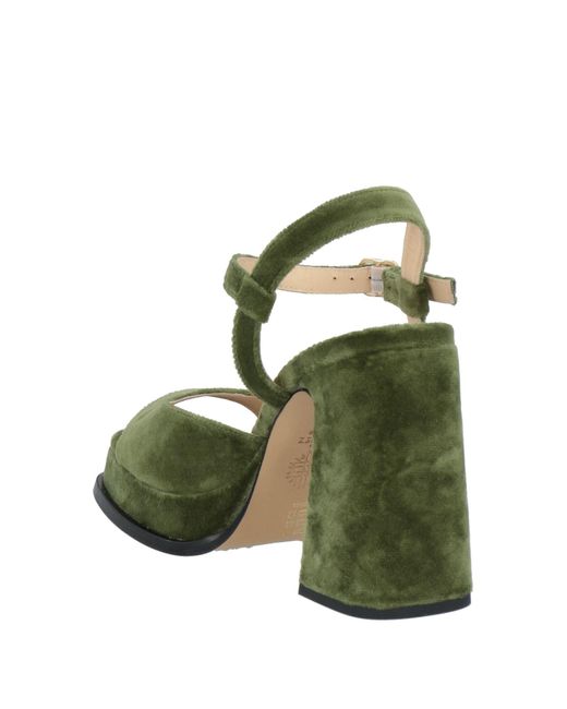 Souliers Martinez Green Military Sandals Textile Fibers