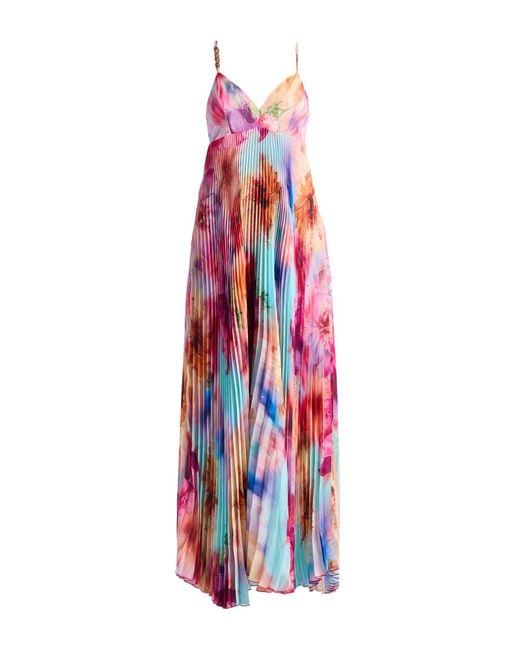 MILVA MI White Fuchsia Maxi Dress Acetate, Elastane
