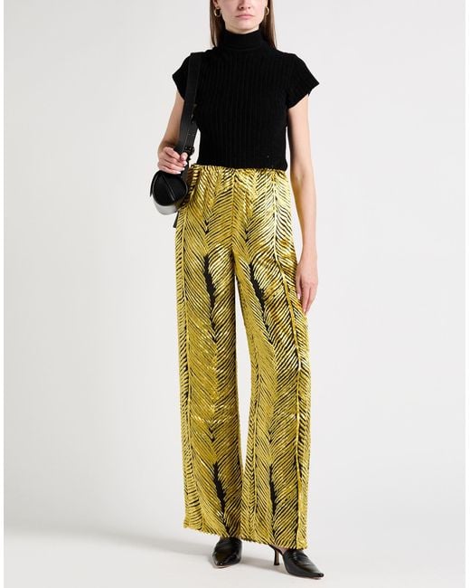 Sandra Mansour Yellow Pants Viscose, Silk