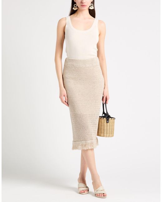 Peserico White Midi Skirt Linen, Cotton