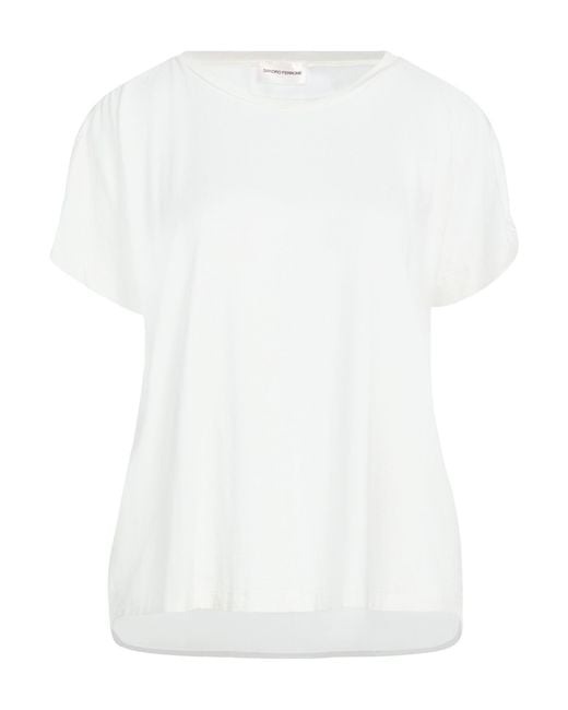 Sandro Ferrone White Top Viscose, Elastane, Polyester