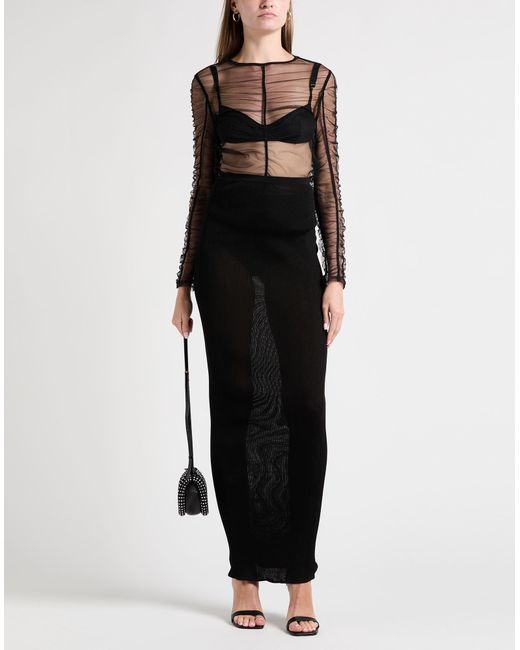 Nensi Dojaka Black Maxi Skirt Viscose, Polyamide