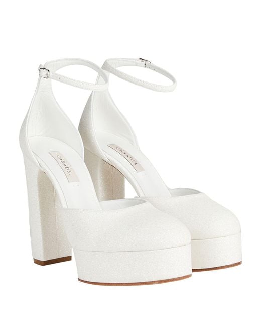 Casadei White Pumps Textile Fibers