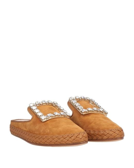 Roger Vivier Brown Camel Mules & Clogs Leather