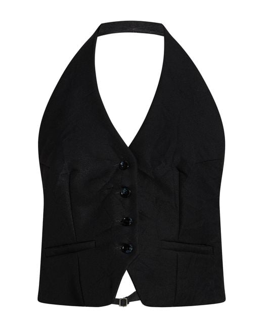 Department 5 Black Tailored Vest Polyester, Viscose, Polyamide