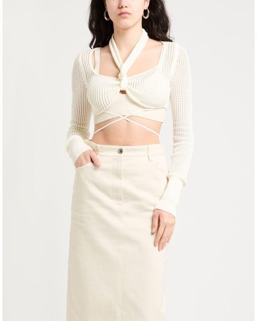ANDREADAMO White Ivory Top Viscose, Polyester, Polyamide, Elastane