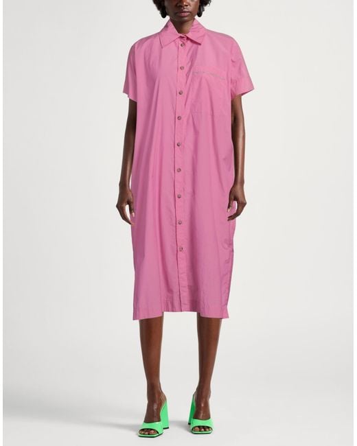 Peserico Pink Fuchsia Midi Dress Cotton, Polyester