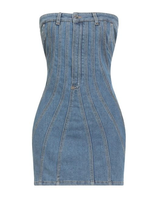 Mugler Blue Mini Dress Cotton, Elastane
