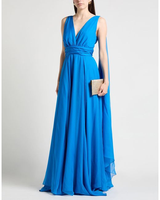 ATELIER LEGORA Blue Azure Maxi Dress Polyester, Elastane