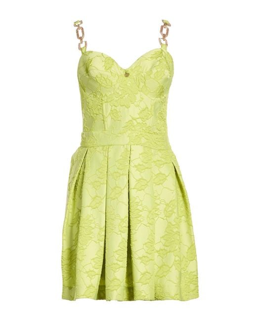 W Les Femmes By Babylon Yellow Lime Mini Dress Polyester, Polyamide, Elastane