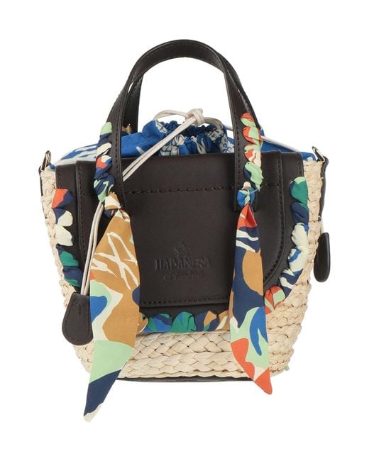 Mantero 1902 Blue X Cuba Lab -- Handbag Natural Raffia, Leather