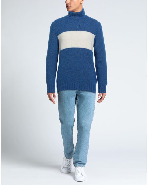 GALLIA Blue Turtleneck Alpaca Wool, Viscose, Polyamide, Merino Wool for men
