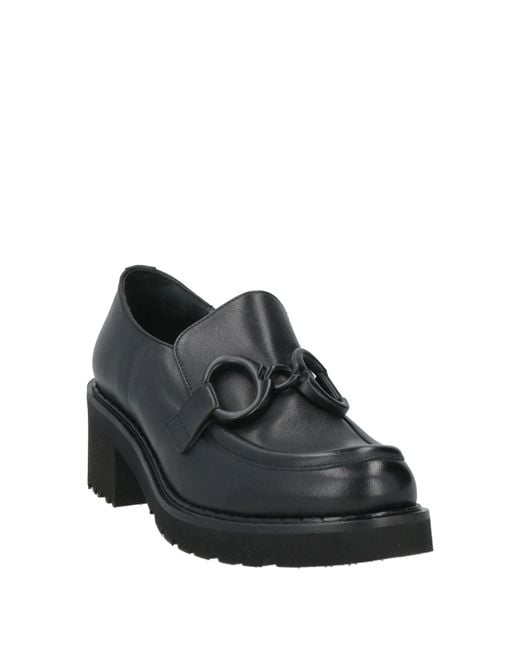 Calpierre Black Leather Embellished Loafers