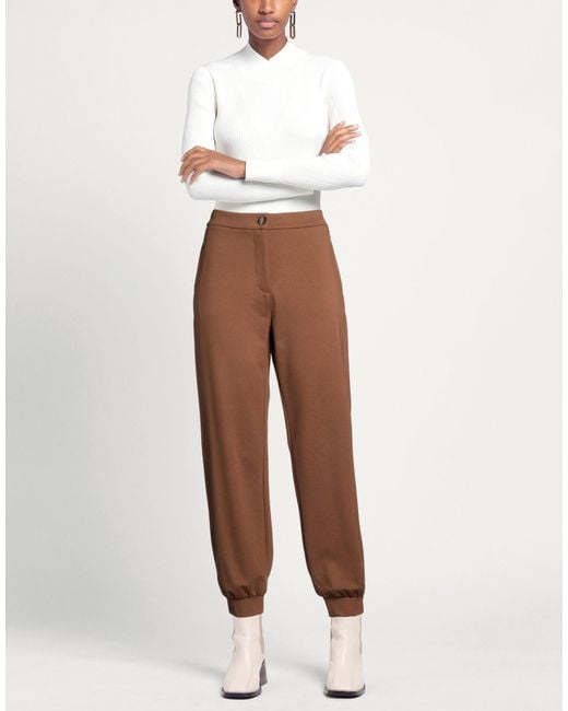 Rebel Queen Brown Pants Viscose, Polyamide, Elastane