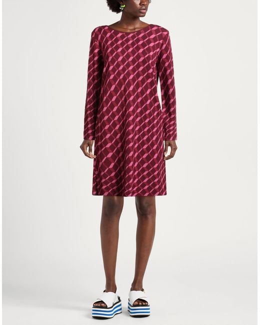 Maliparmi Red Mini Dress Viscose, Polyester, Metallic Fiber