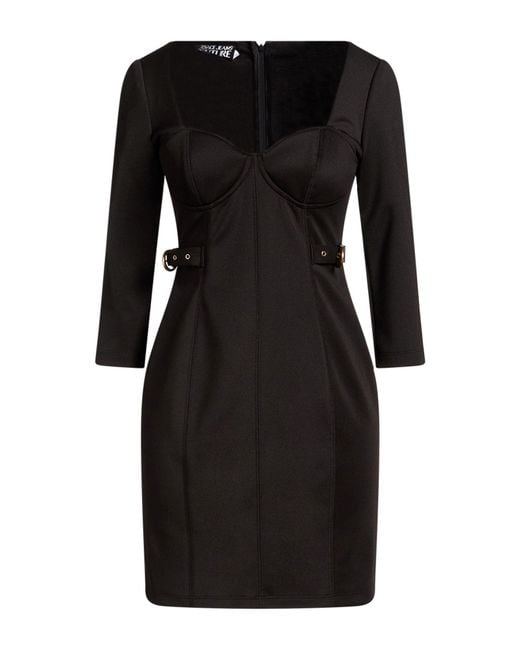 Versace Jeans Couture Black Mini Dress Polyester, Elastane