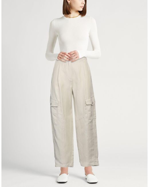 Marella White Pants Viscose, Linen