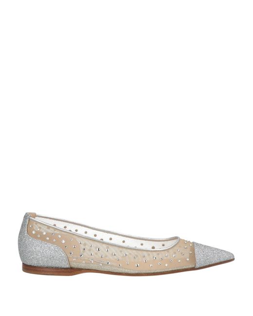 Sergio Rossi White Ballet Flats Textile Fibers