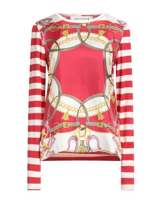 Shirtaporter Red T-Shirt Cotton, Silk