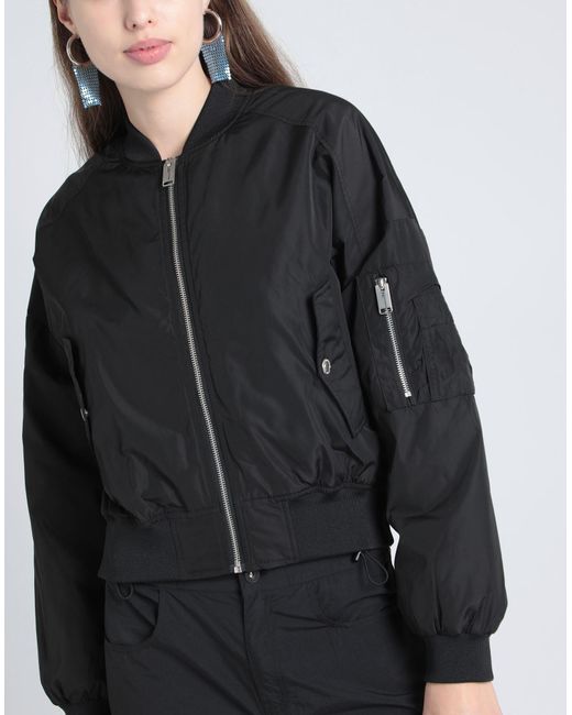 Karl Lagerfeld Black Logo-Appliqué Bomber Jacket