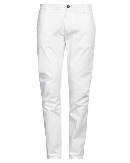 Brian Dales White Pants Cotton, Elastane for men
