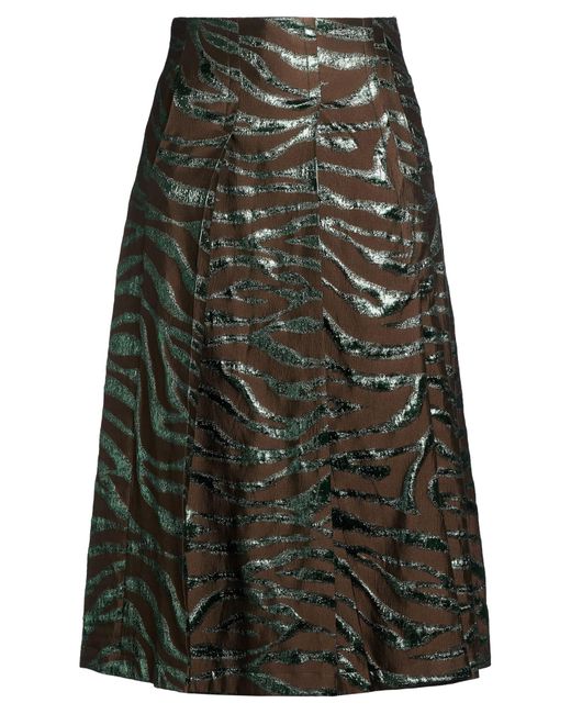 ODEEH Black Dark Midi Skirt Polyester, Polyamide, Metallic Polyester