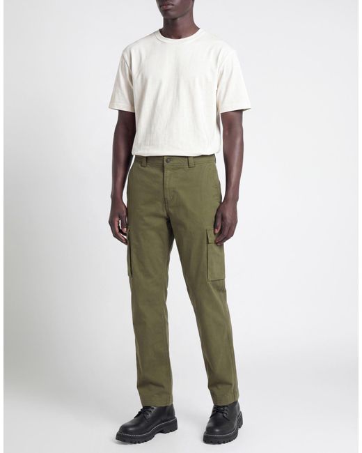 Woolrich Green Military Pants Cotton, Elastane for men