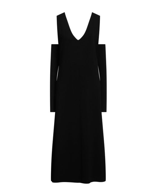 Isabel Benenato Black Midi Dress Viscose, Polyester
