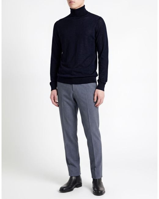 Aragona Blue Turtleneck Merino Wool for men